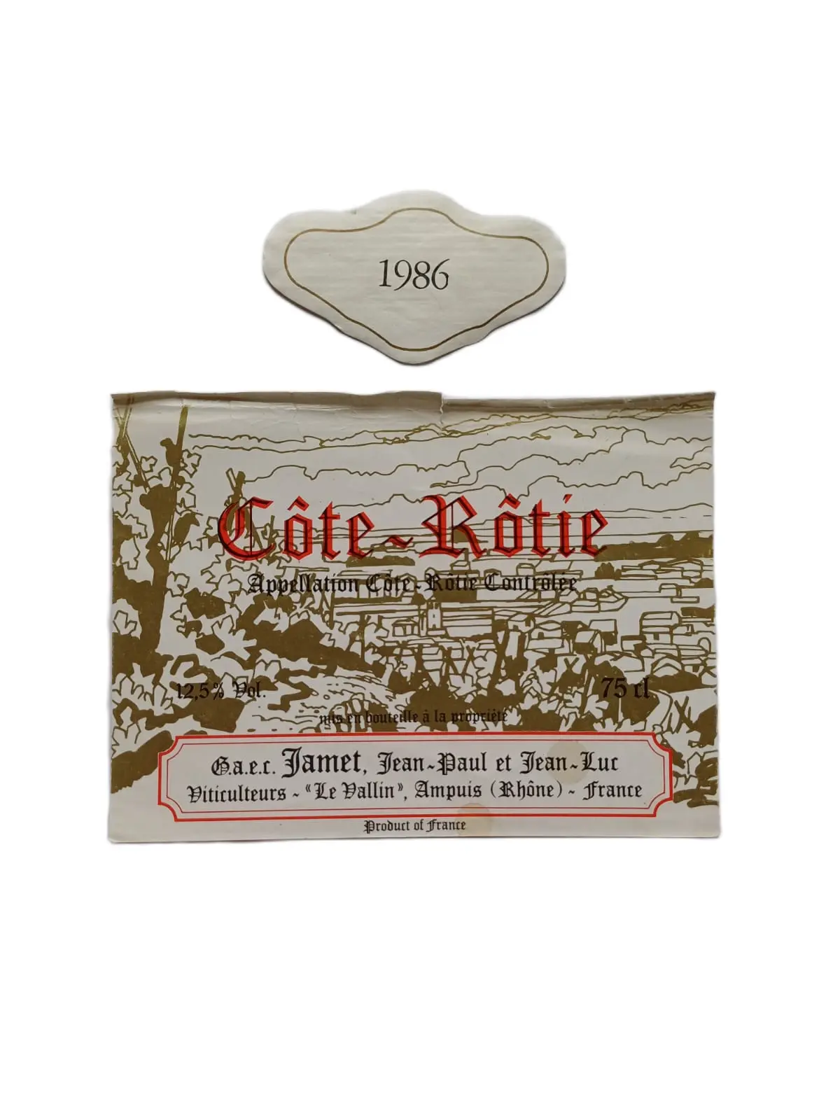 Étiquette vin Côte-Rôtie 1986 – Jamet Vinaé