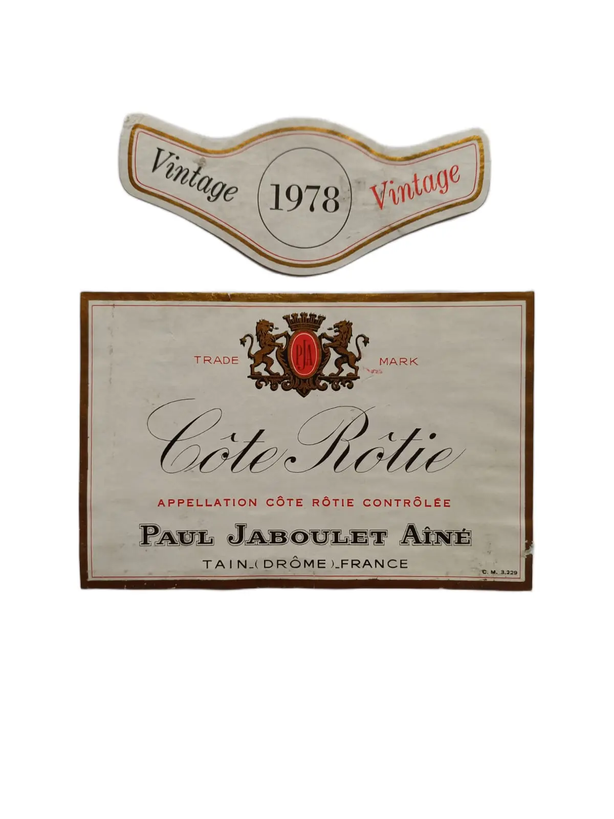 Étiquette vin Côte-Rôtie 1978 – Paul Jaboulet Ainé Vinaé