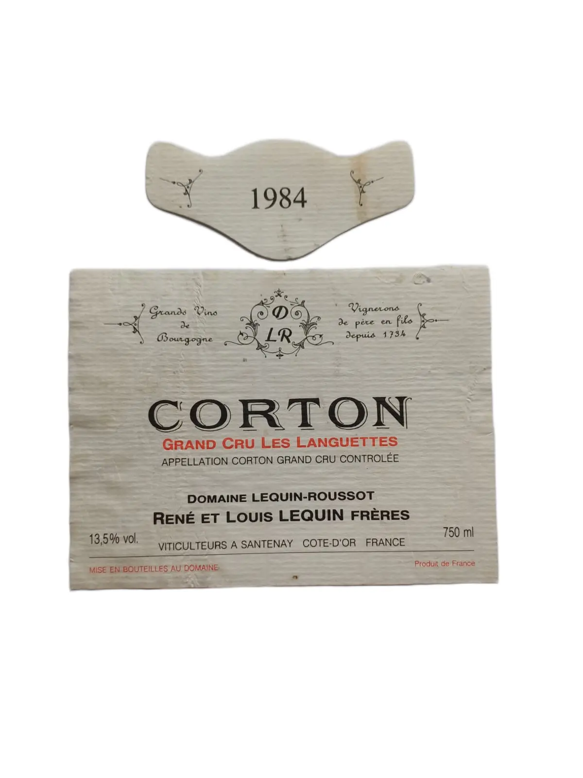 Étiquette vin Corton-Charlemagne Grand Cru 1987 – Bouchard Vinaé