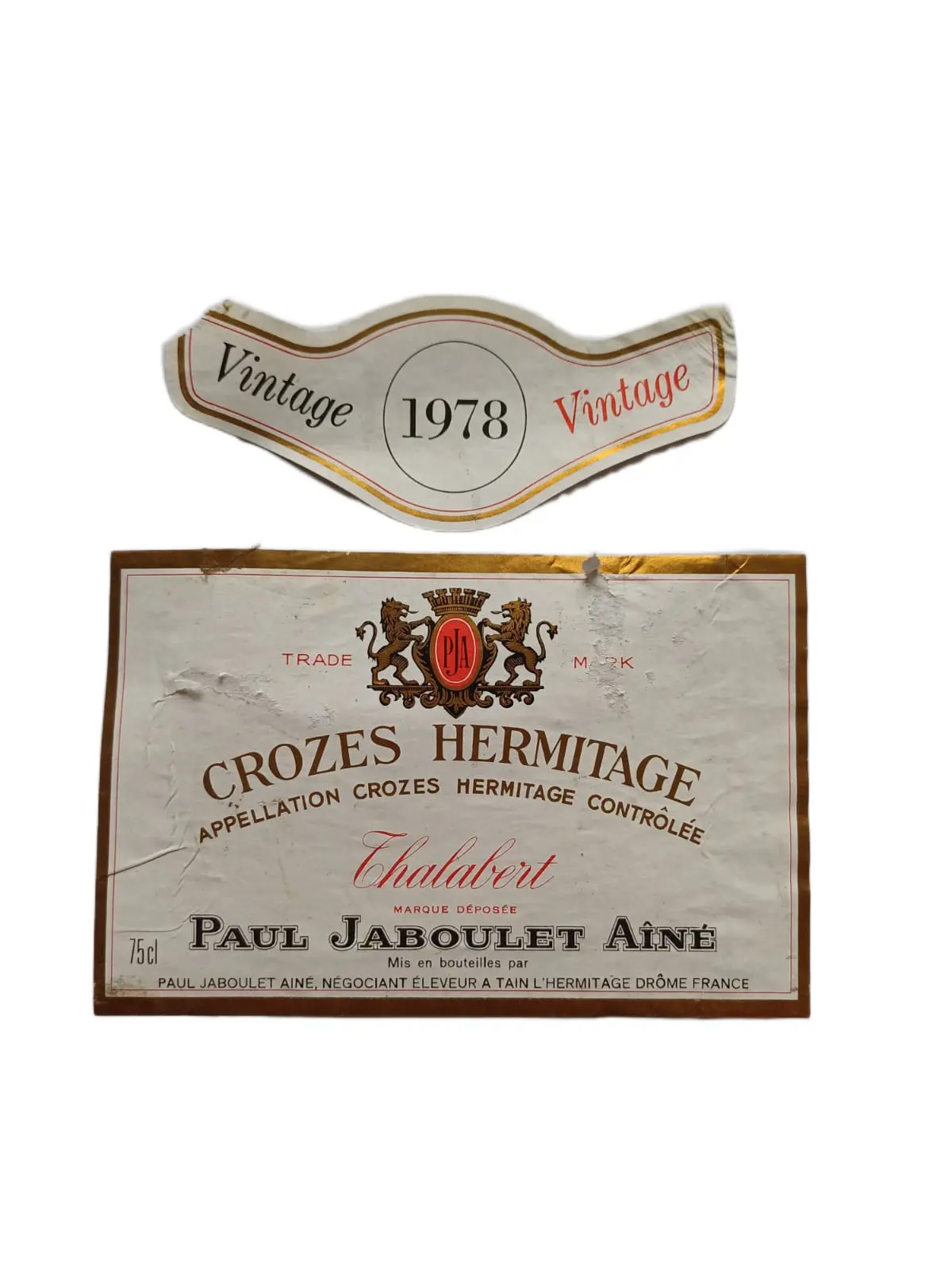 Étiquette vin Crozes-Hermitage 1978 – Paul Jaboulet Ainé Vinaé