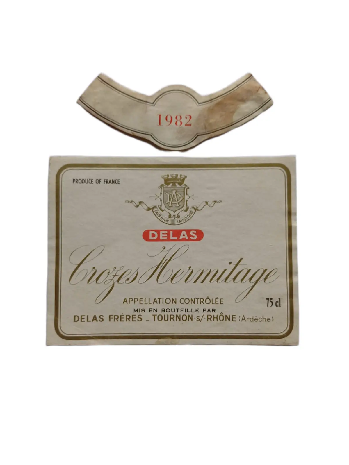 Étiquette vin Crozes-Hermitage 1982 – Delas Frères Vinaé