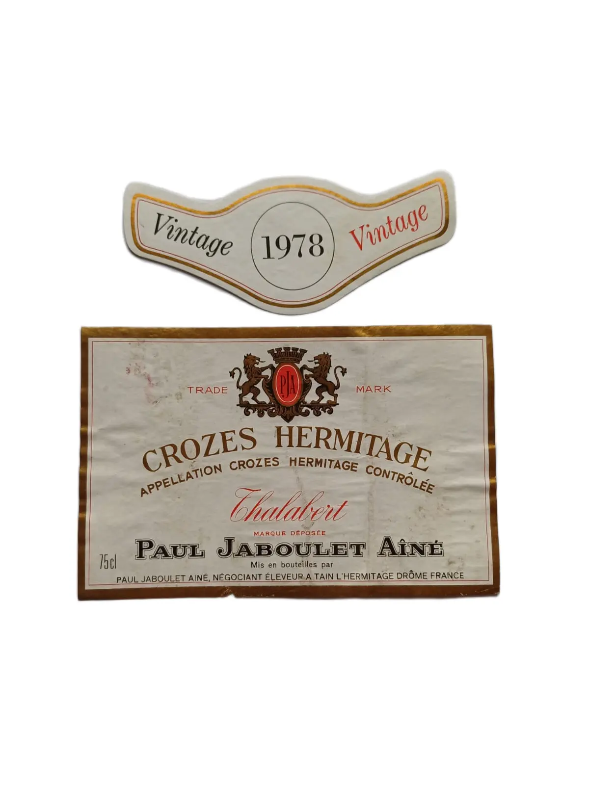 Étiquette vin Crozes-Hermitage 1978 – Paul Jaboulet Ainé Vinaé