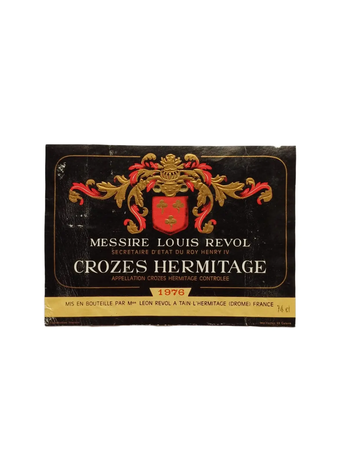 Étiquette vin Crozes-Hermitage 1976 – Louis Revol Vinaé
