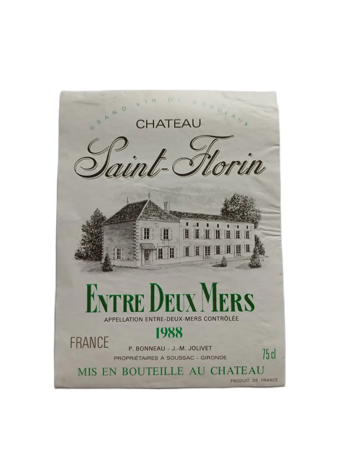 Étiquette vin Entre-Deux-Mers 1990 – D'Aubert Vinaé