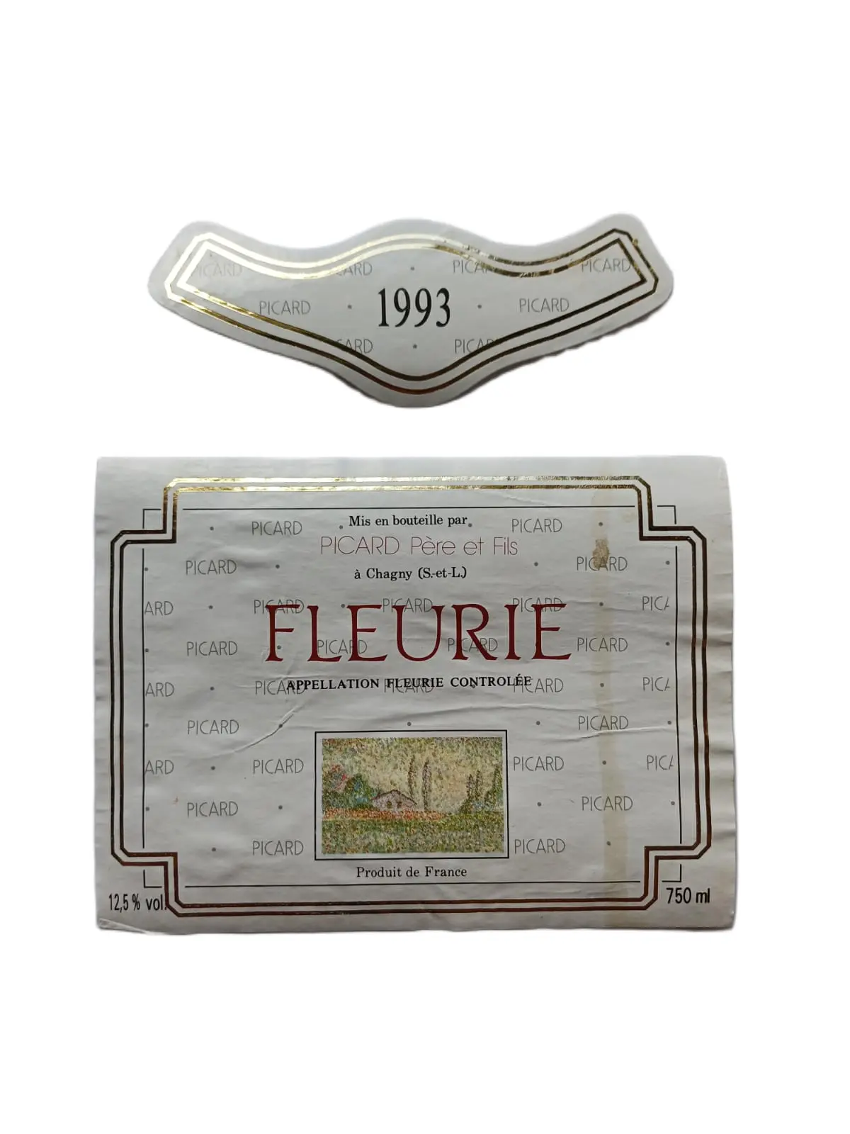 Étiquette vin Fleurie 1993 – Picard Père et fils Vinaé