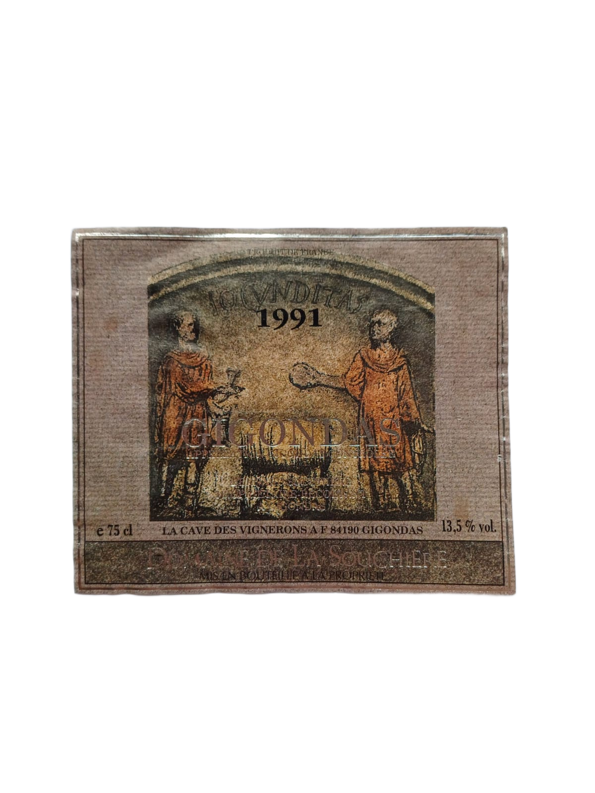 Étiquette vin Gigondas 1991 – La Souchière Vinaé