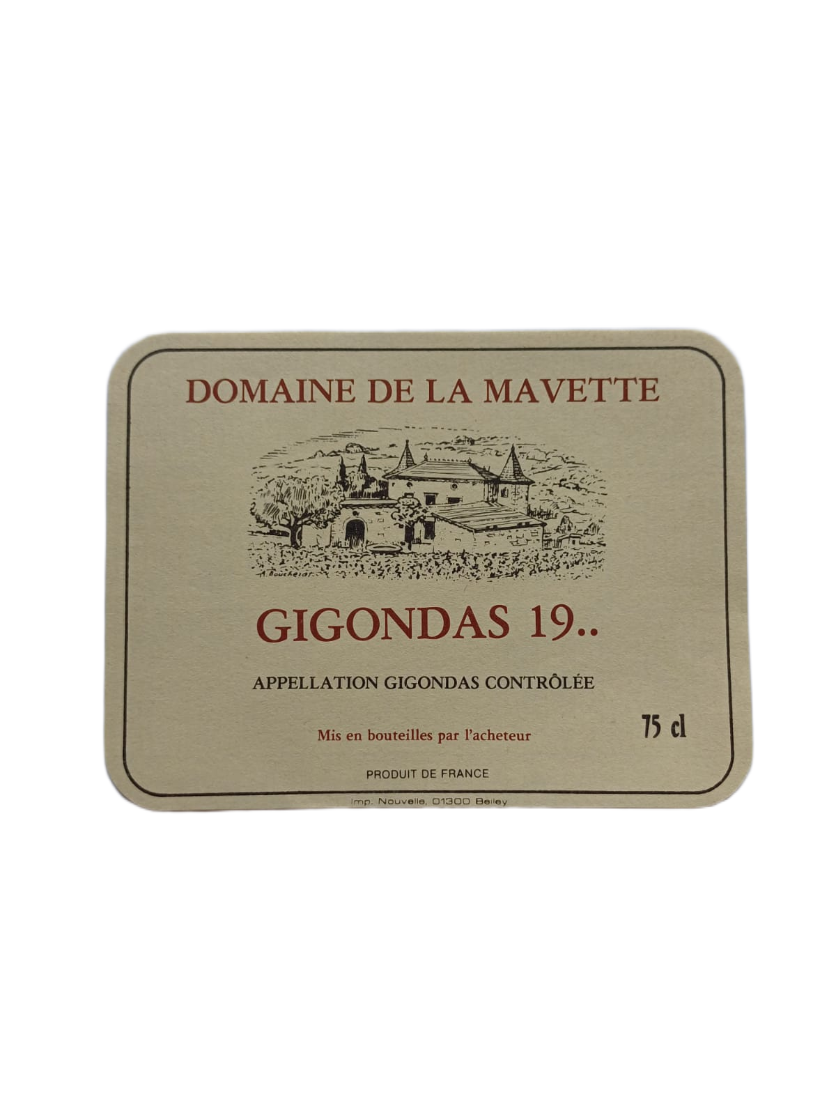 Étiquette vin Gigondas – Mavette Vinaé