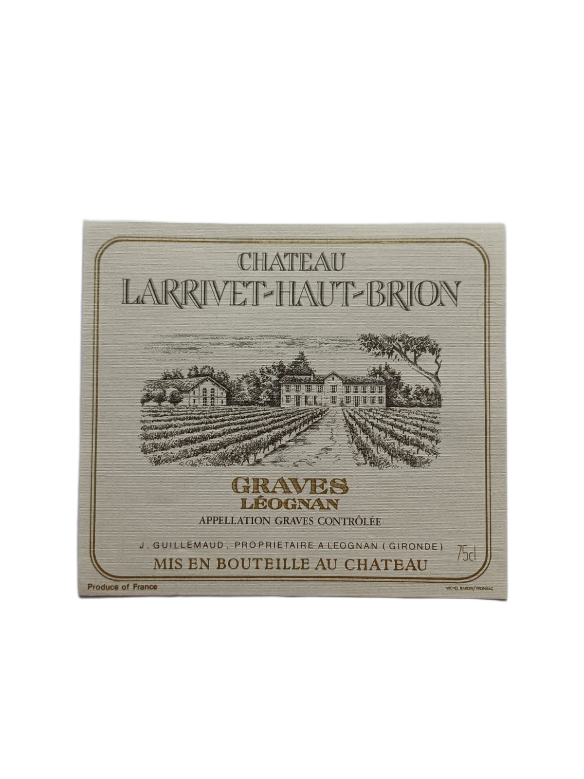 Étiquette vin Graves léognan – Château Larrivet-Haut-Brion Vinaé