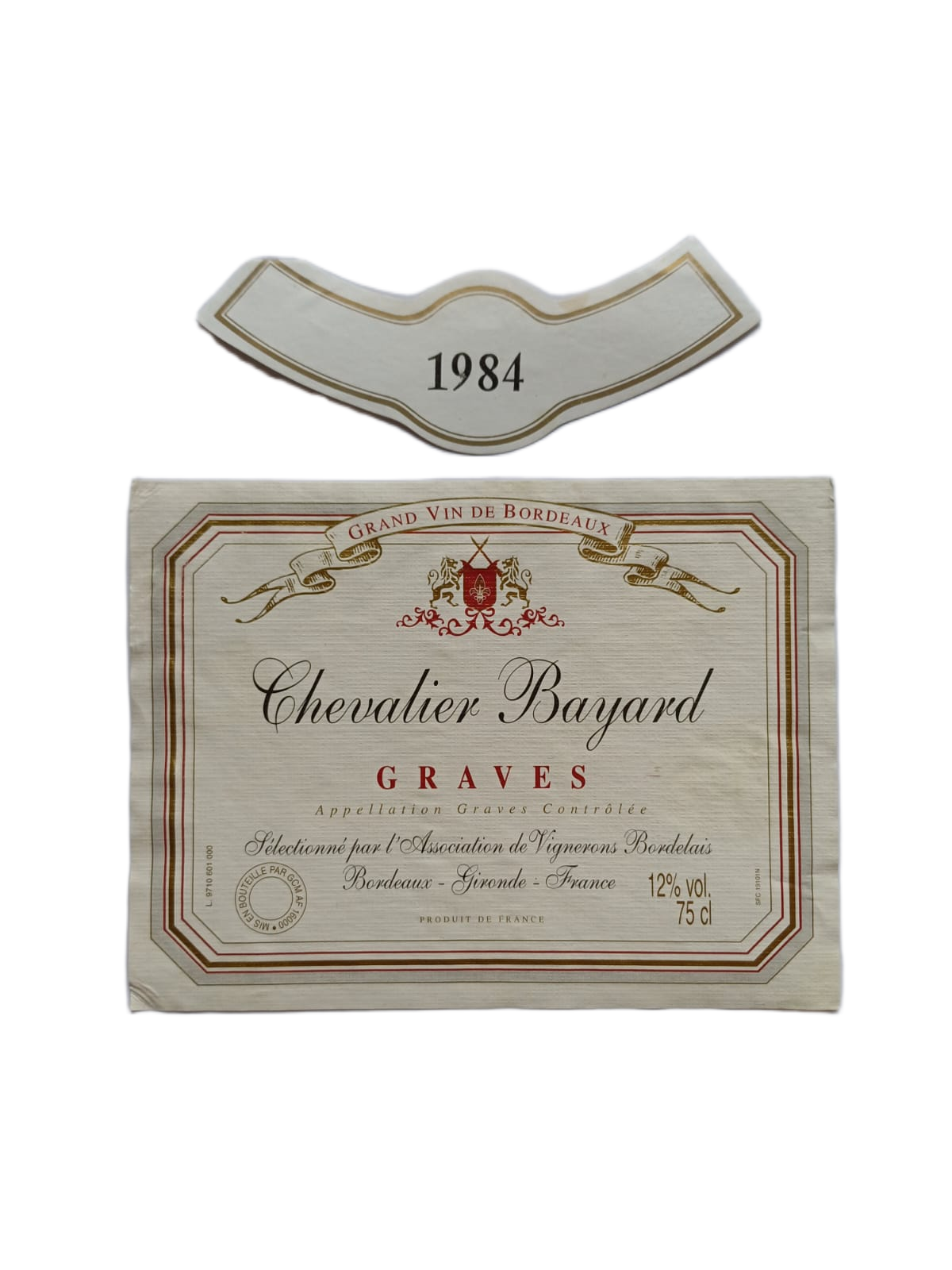 Étiquette vin Graves 1984 – Chevalier Bayard Vinaé
