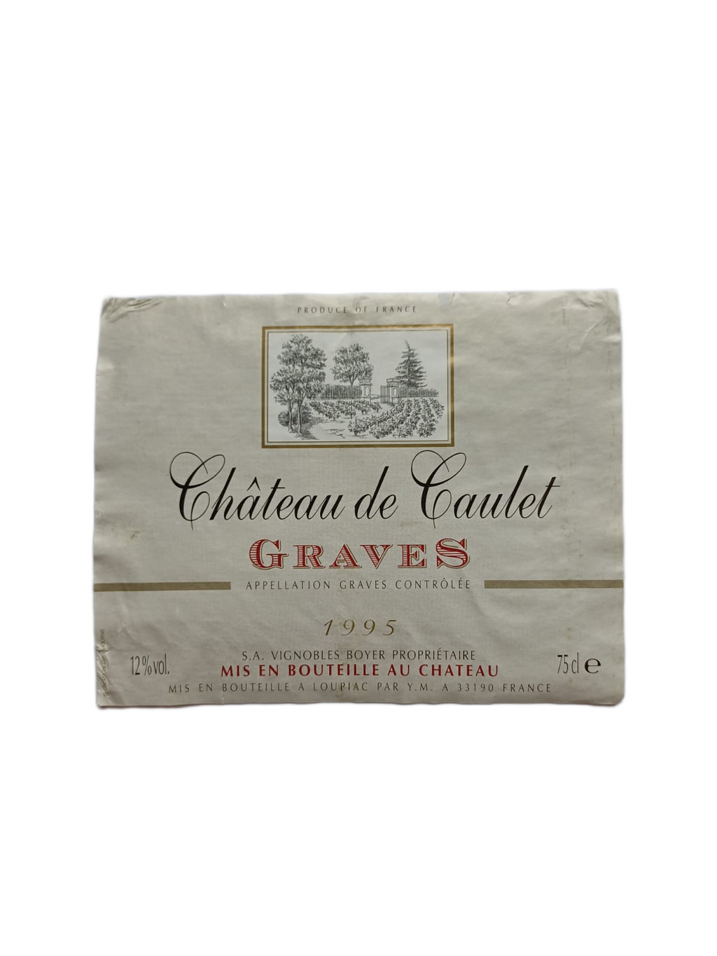 Étiquette vin Graves 1995 – Château de Gaulet Vinaé