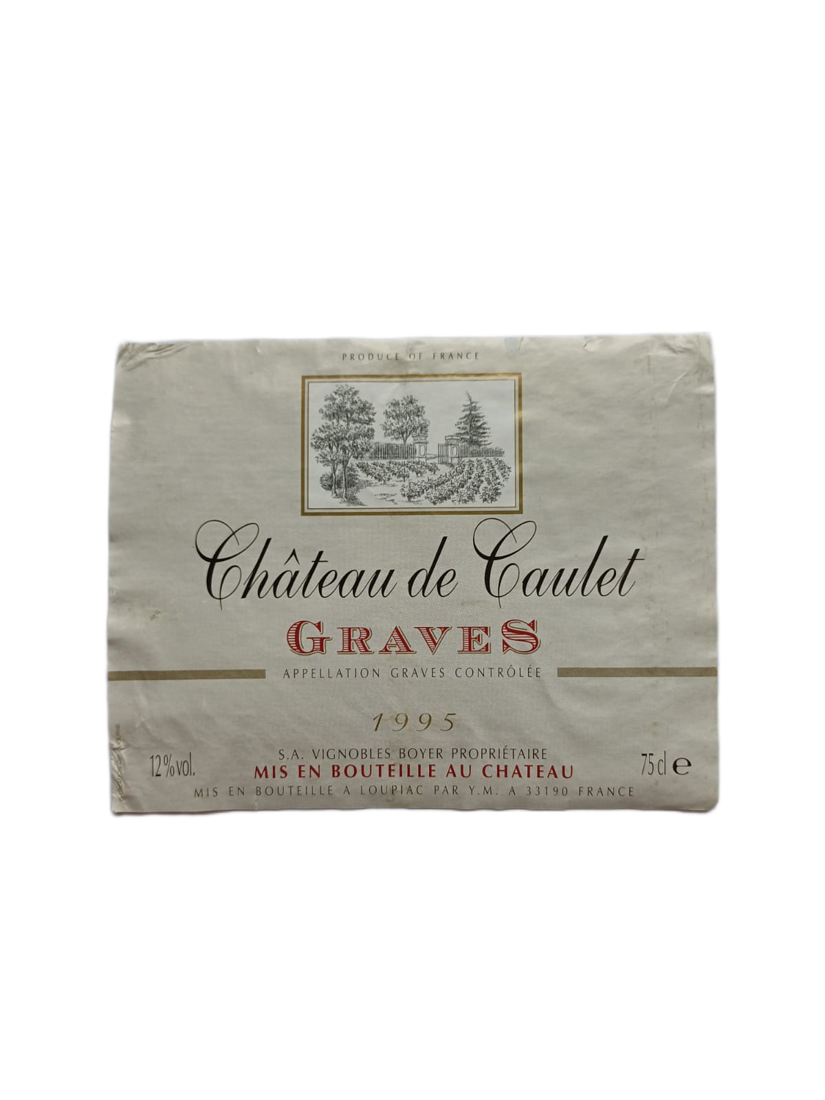Étiquette vin Graves 1995 – Château de Gaulet Vinaé