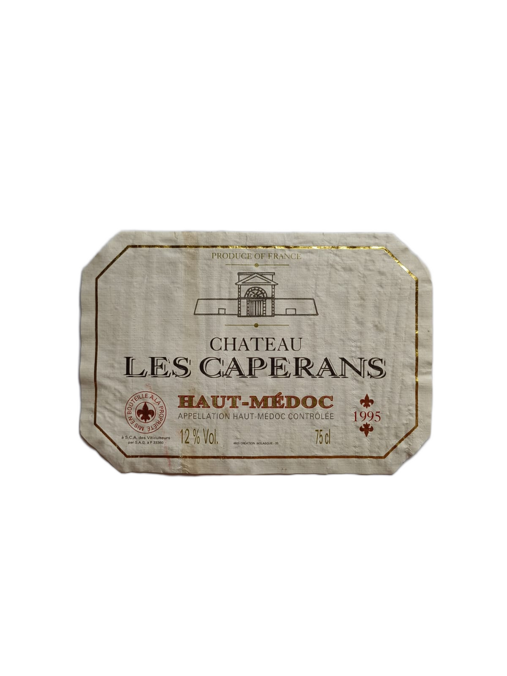 Étiquette vin Haut-Médoc 1995 – Château Les Caperans Vinaé