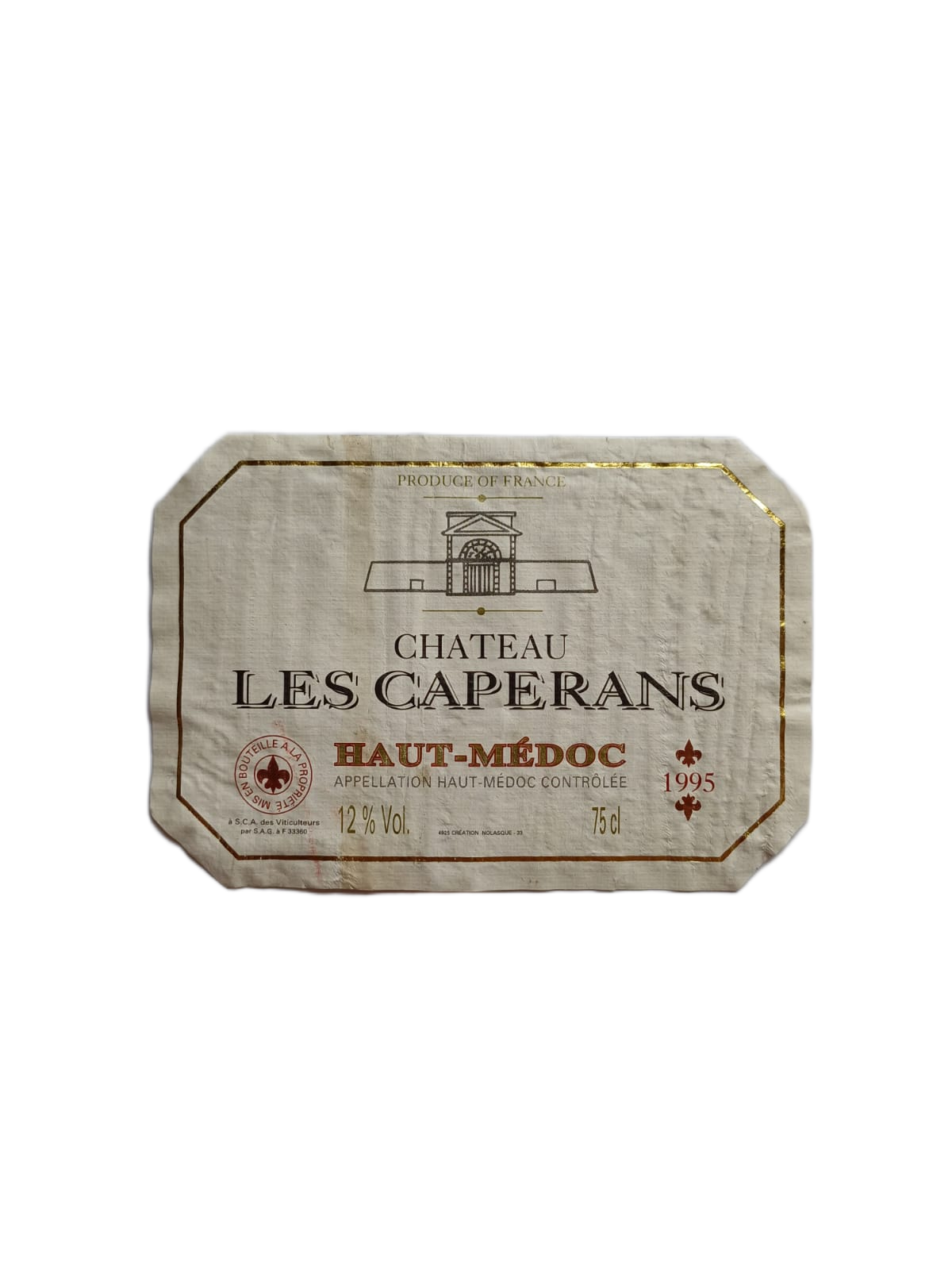 Étiquette vin Haut-Médoc 1995 – Château Les Caperans Vinaé