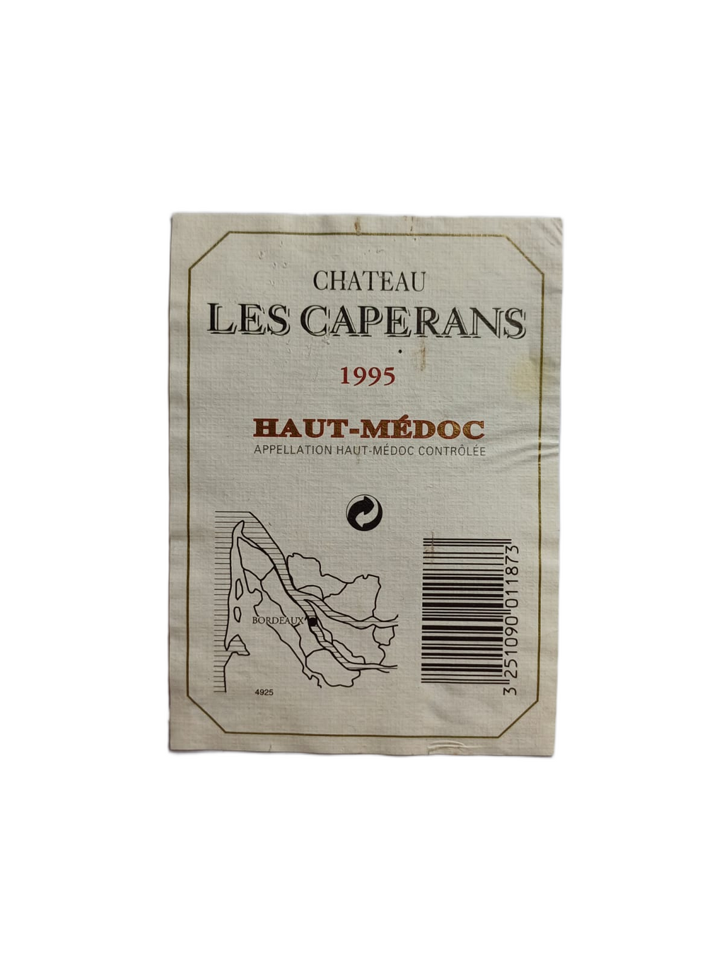 Étiquette vin Haut-Médoc 1995 – Château Les Caperans Vinaé