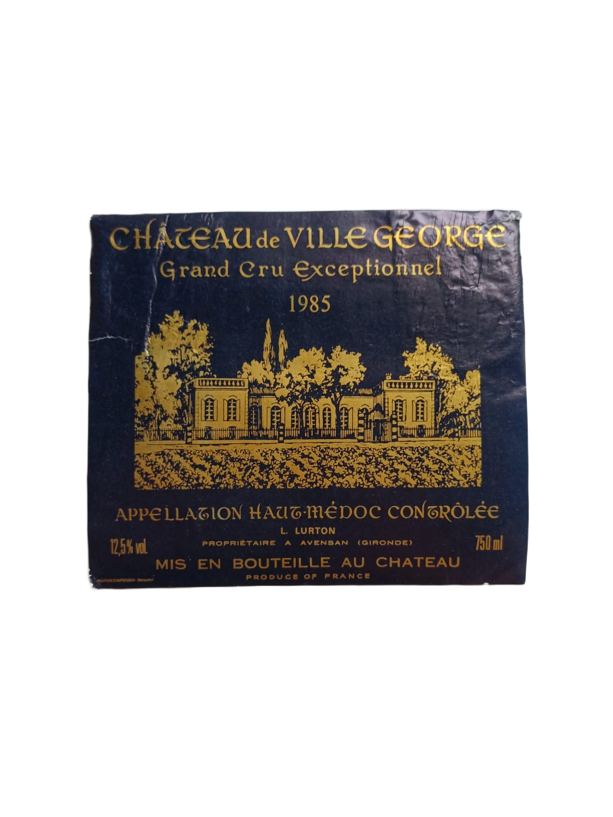 Étiquette vin Haut-Médoc 1985 – Château de Ville George Vinaé