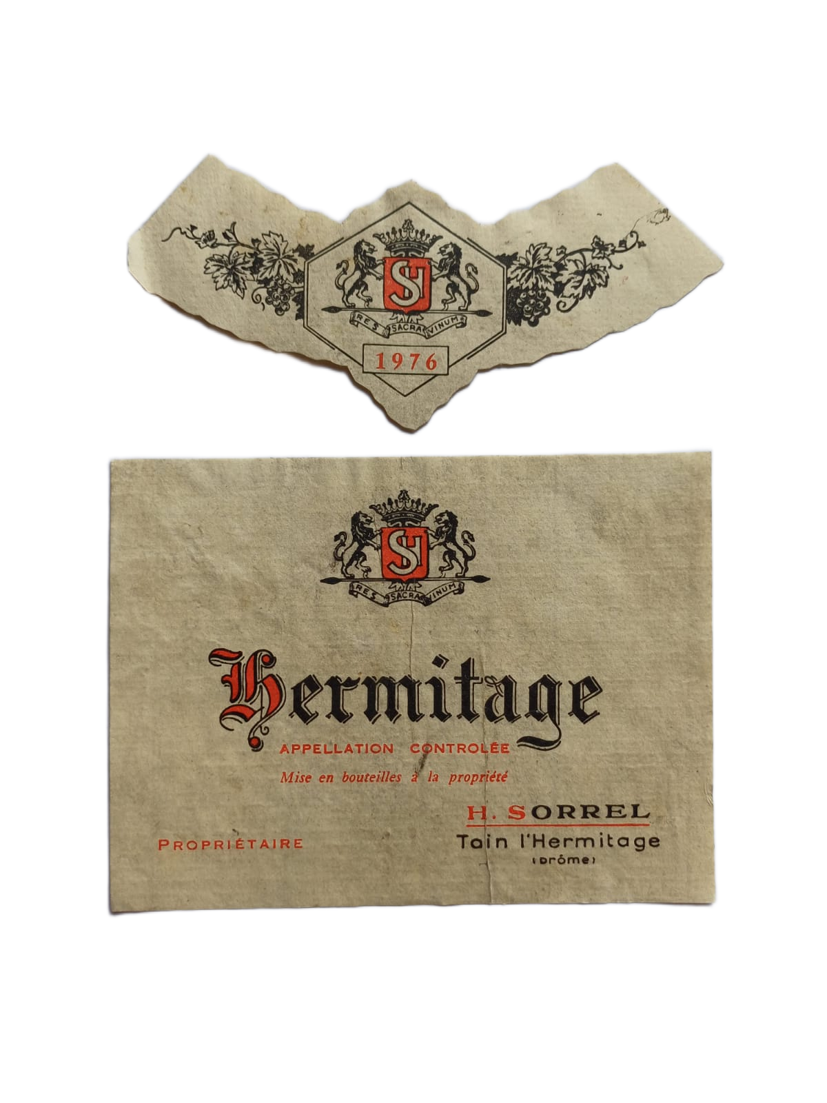 Étiquette vin Hermitage 1976 – H. Sorrel Vinaé