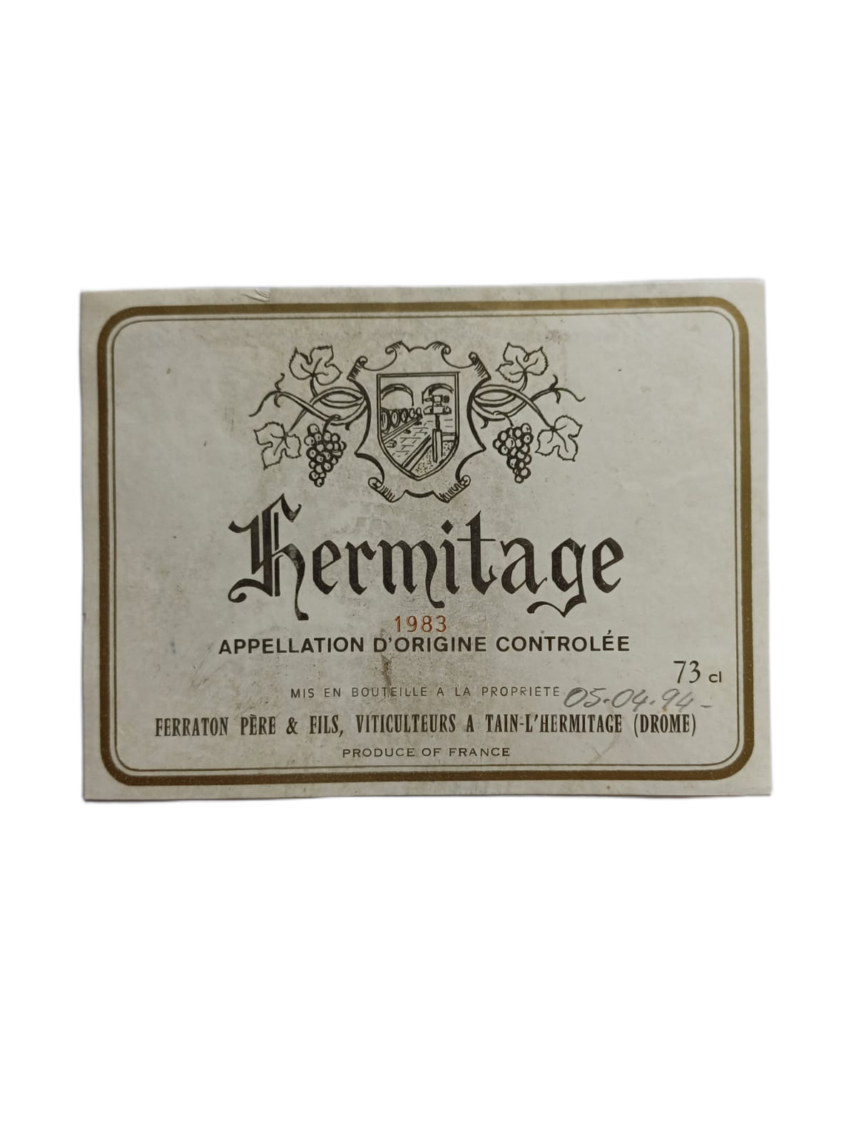Étiquette vin Hermitage 1983 – Ferraton père et fils Vinaé