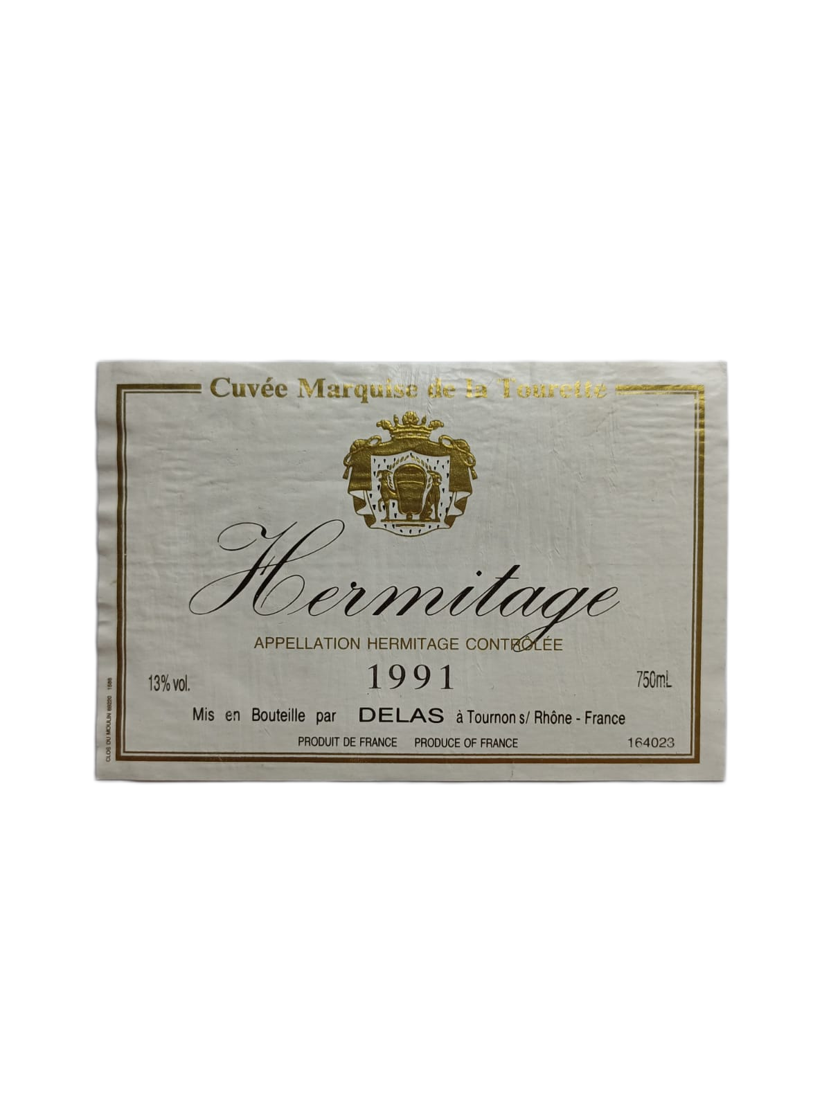 Étiquette vin Hermitage 1991 – Delas Vinaé