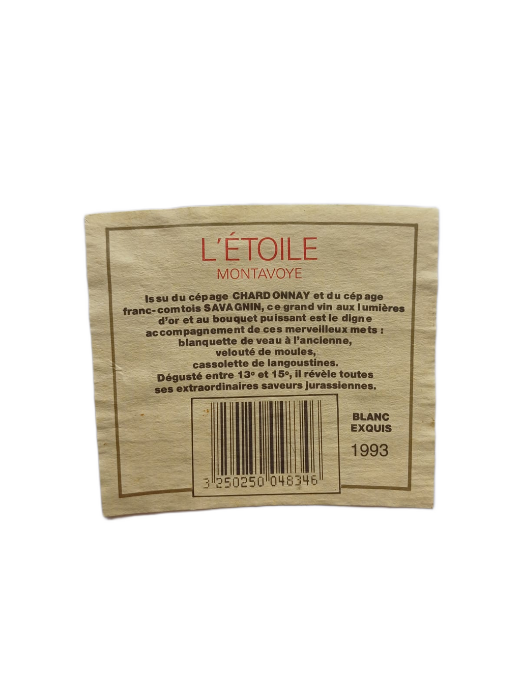 Étiquette vin L'étoile 1993 – Auguste Pirou Vinaé
