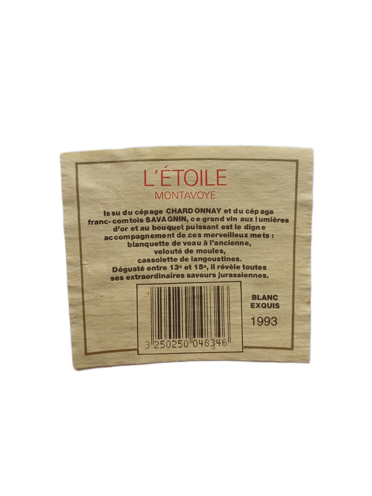 Étiquette vin L'étoile 1993 – Auguste Pirou Vinaé