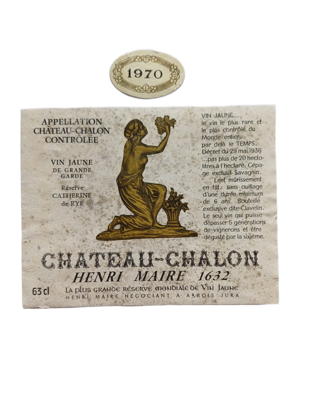 Étiquette vin Château-Chalon 1970 – Henri Maire Vinaé