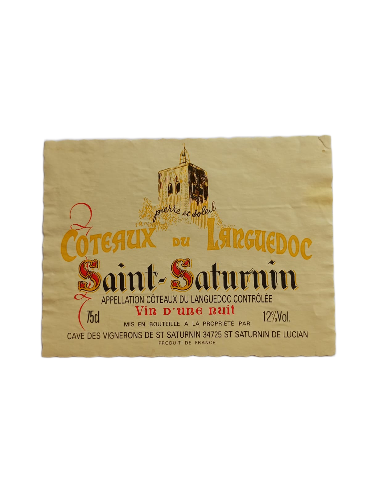 Étiquette vin Languedoc – Saint-Saturnin Vinaé
