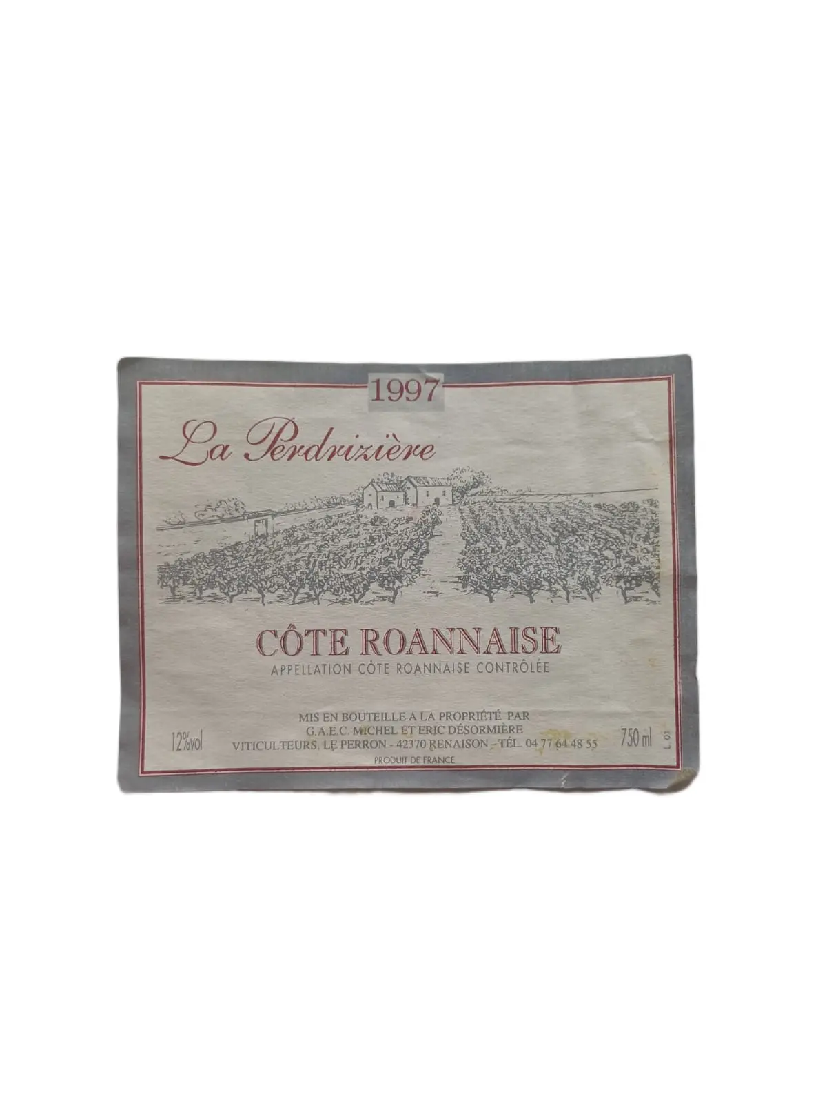 Étiquette vin Côte Roannaise 1997 – Michel Desormière Vinaé