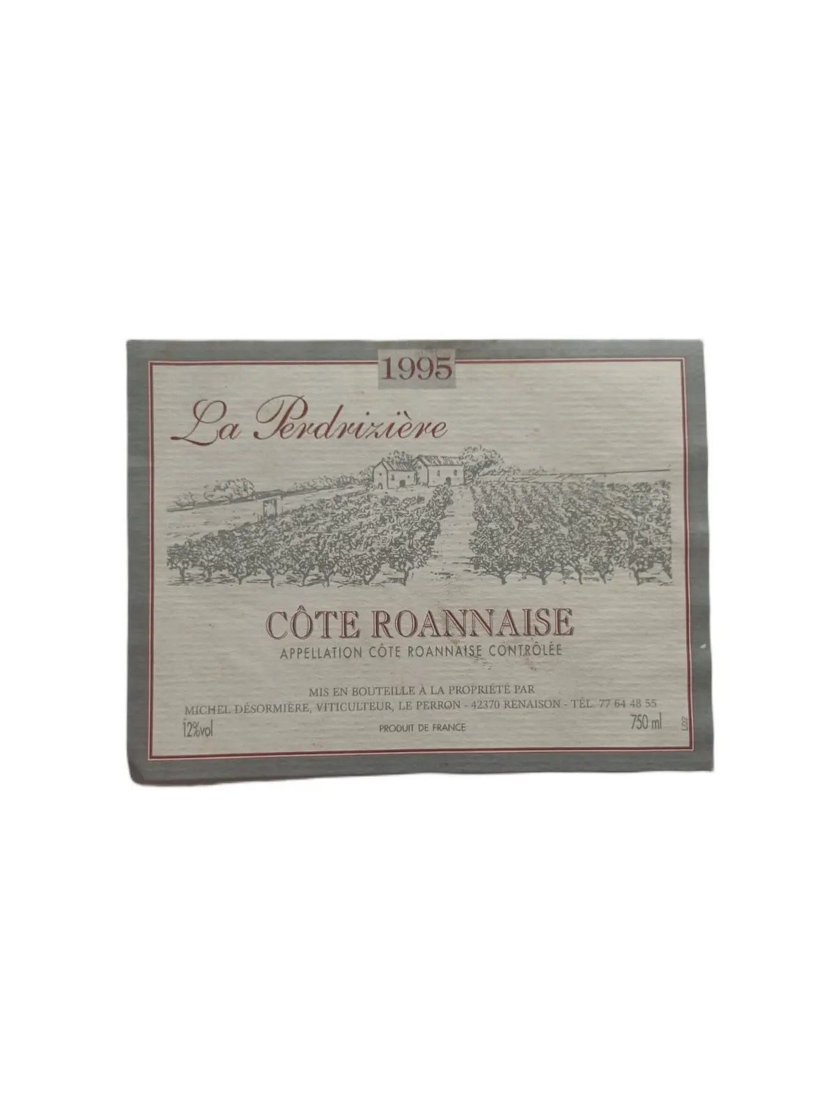 Étiquette vin Côte Roannaise 1995 – Michel Desormière Vinaé