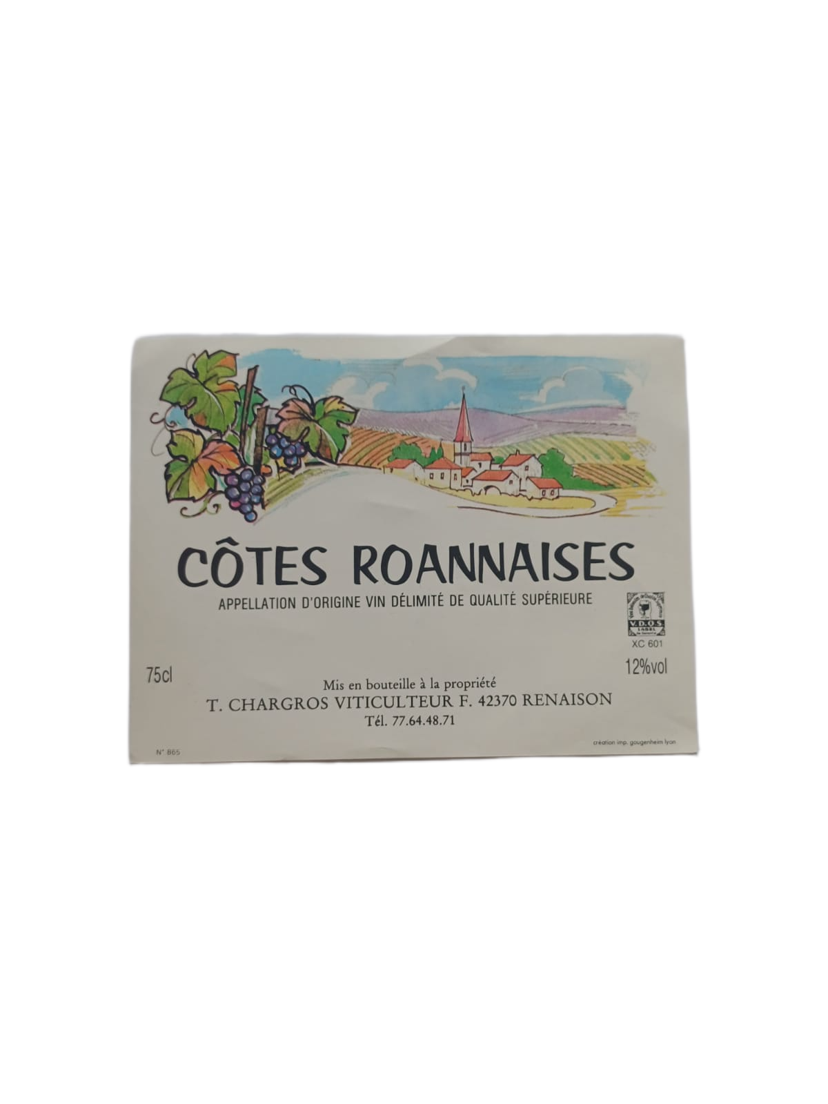 Étiquette Côte vin Roannaise – T. Chargros Vinaé