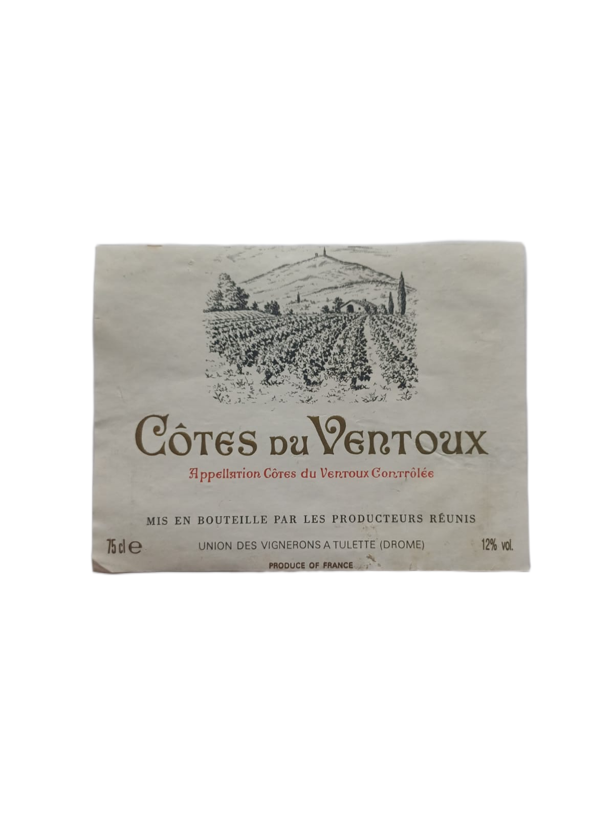 Étiquette vin Côtes-du-Ventoux – Union des vignerons Vinaé