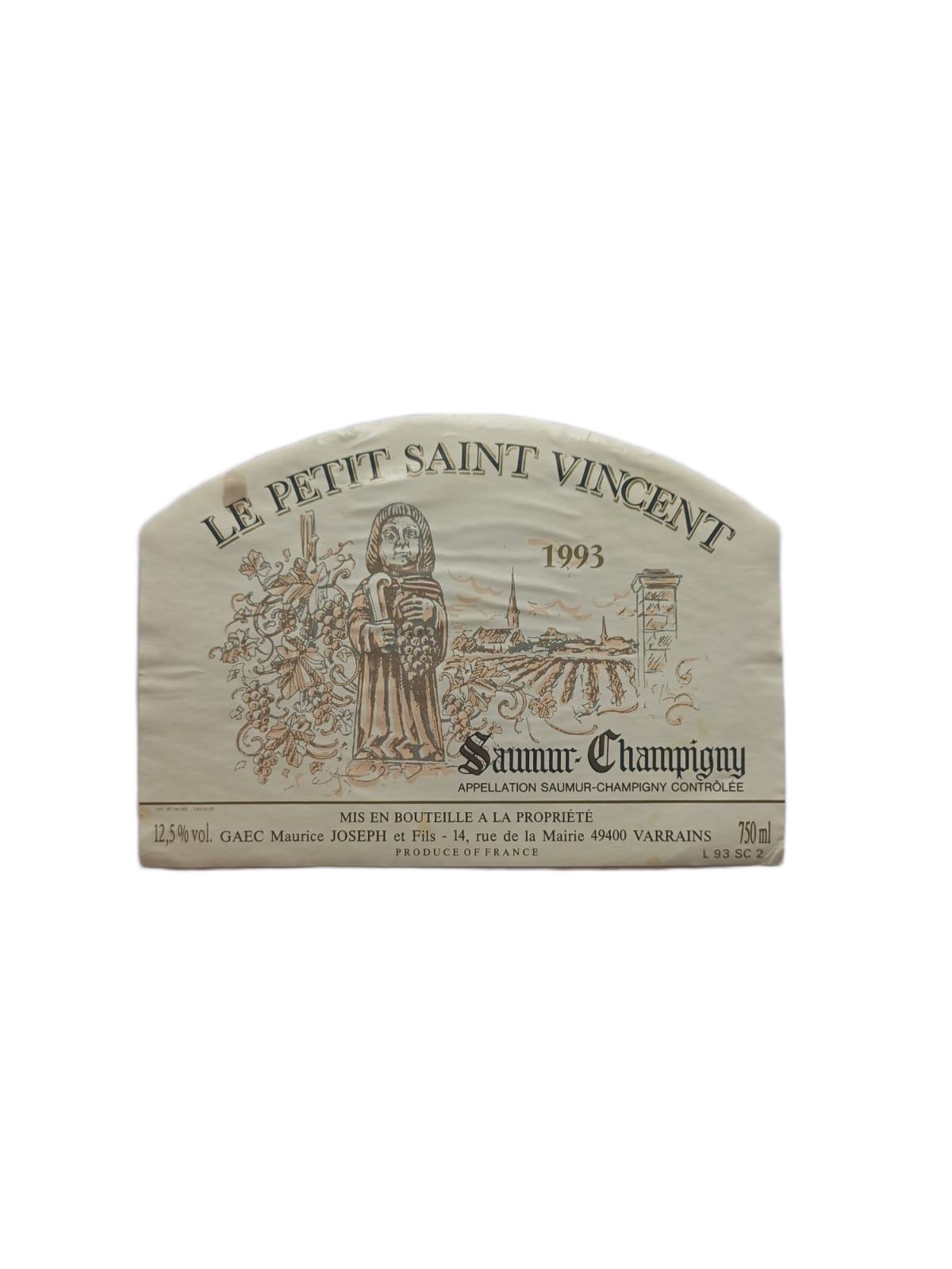 Étiquette vin Saumur-Champigny 1993 – Le petit saint vincent Vinaé