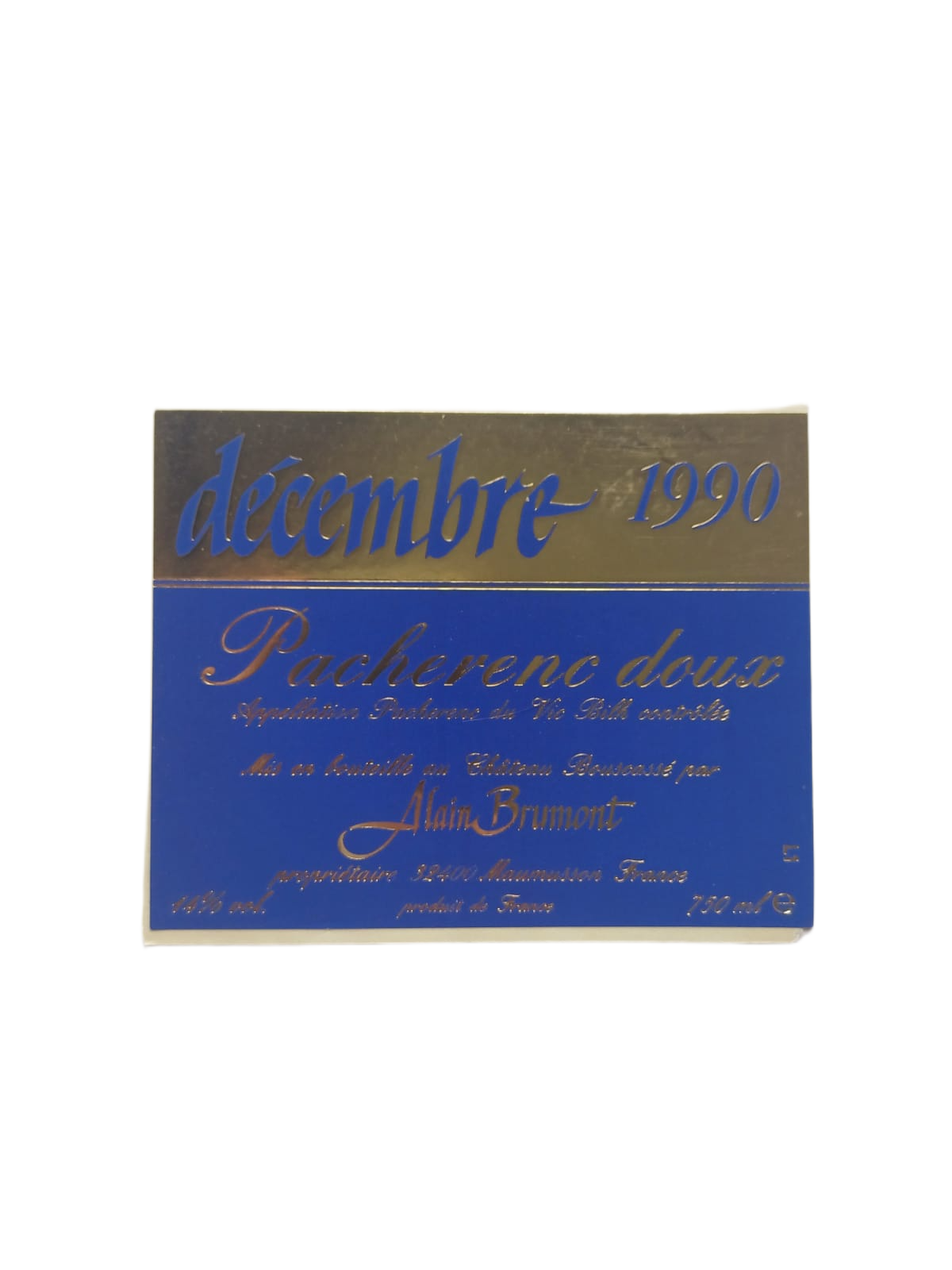 Étiquette vin Gers 1990 – Pacherenc Alain Brumont Vinaé