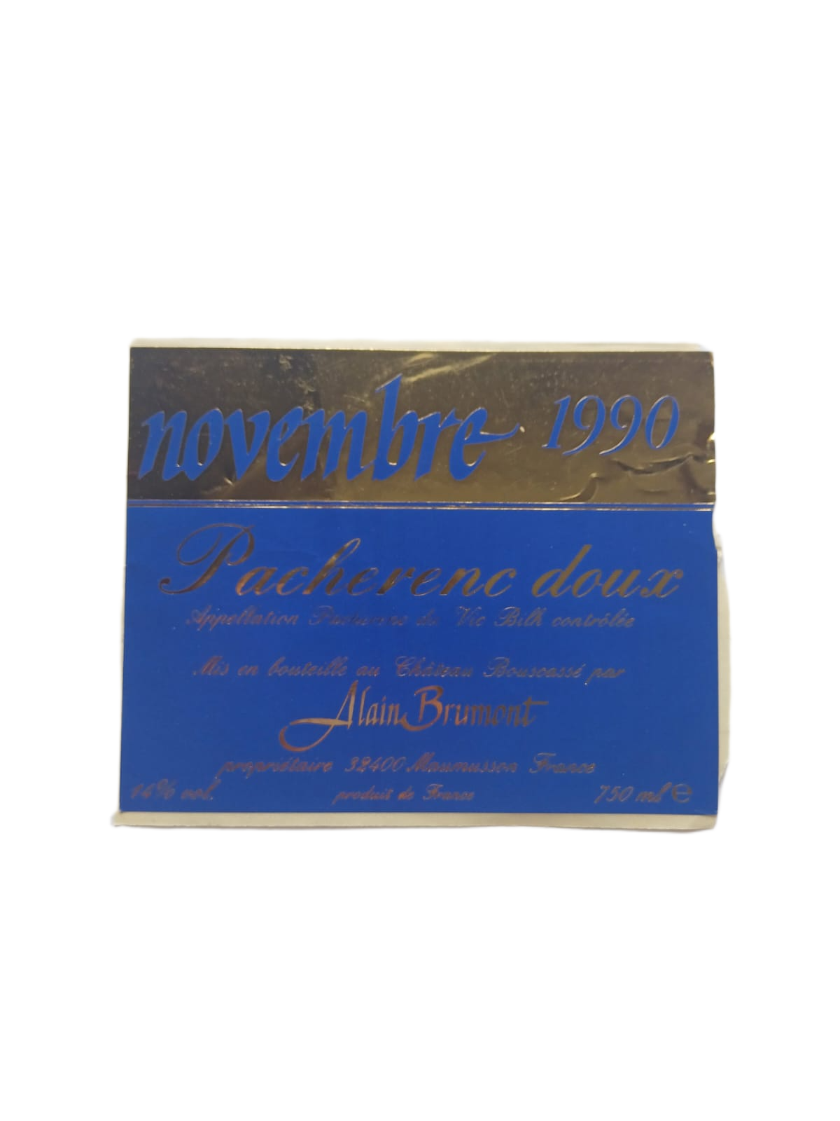 Étiquette vin Gers 1990 – Pacherenc Alain Brumont Vinaé