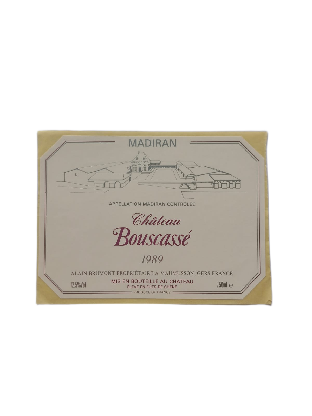 Étiquette vin Gers 1989 – Madiran Château Bouscassé Vinaé