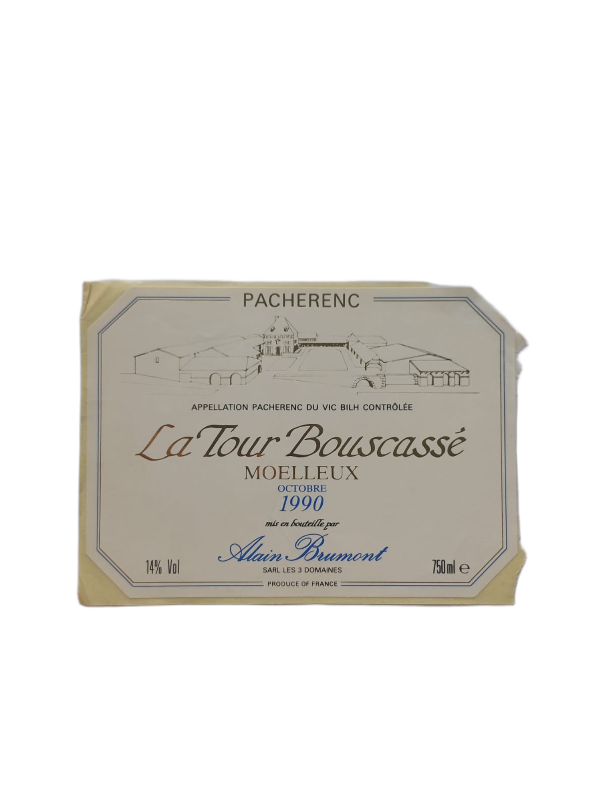 Étiquette vin Gers 1990 – Pacherenc Alain Brumont Vinaé