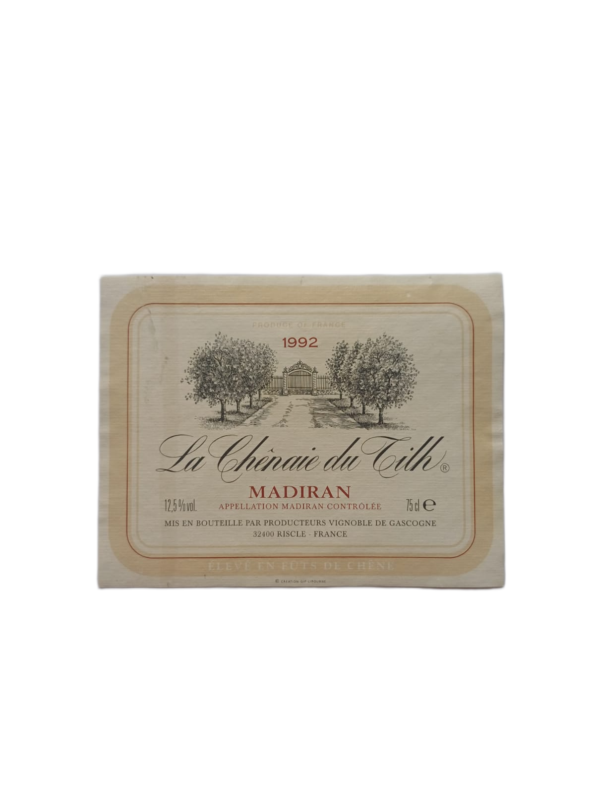 Étiquette vin Gers 1992 – Madiran La Chênaie du Tilh Vinaé