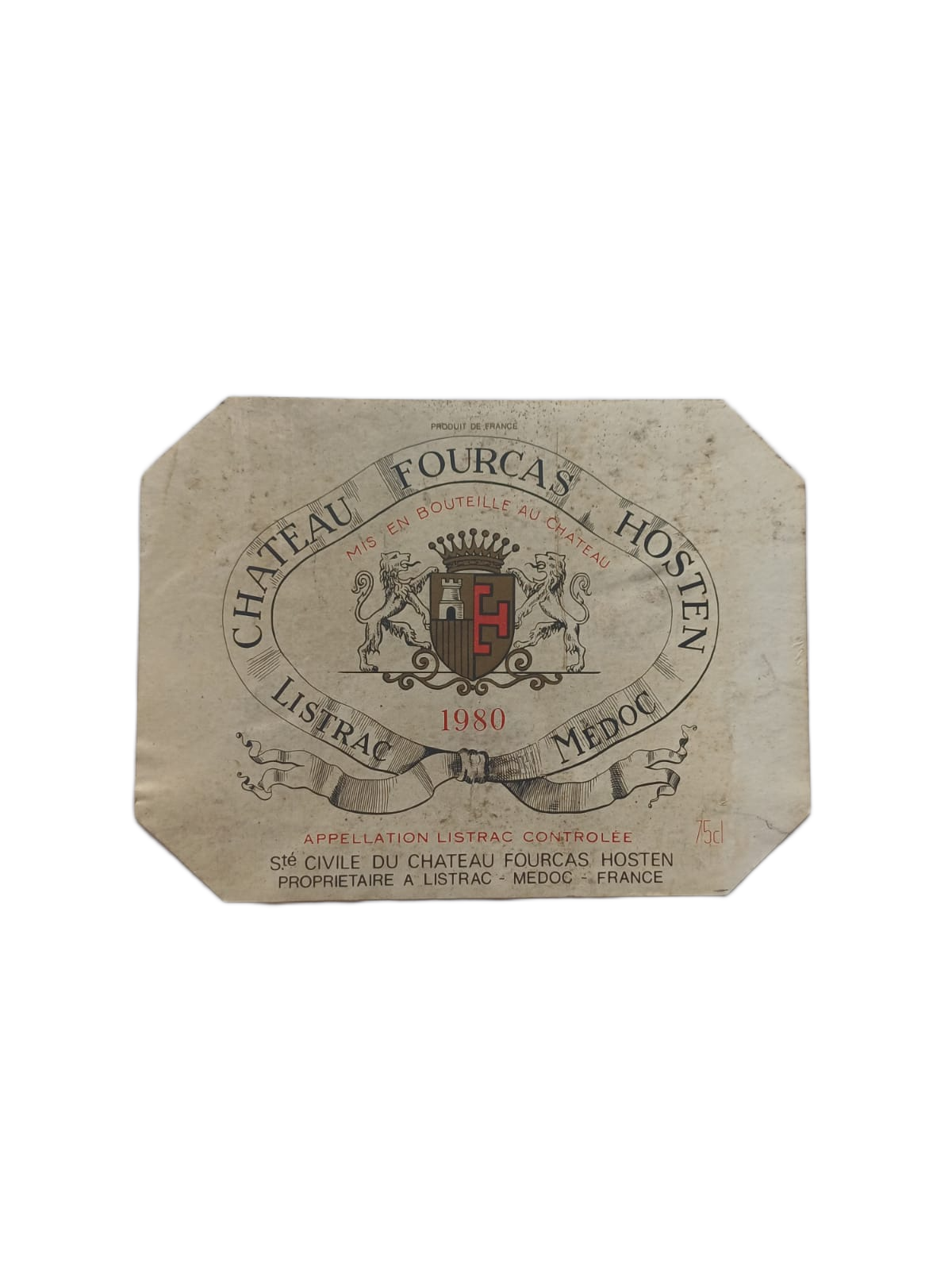 Étiquette vin Listrac Médoc 1980 – Château Fourcas Hosten Vinaé