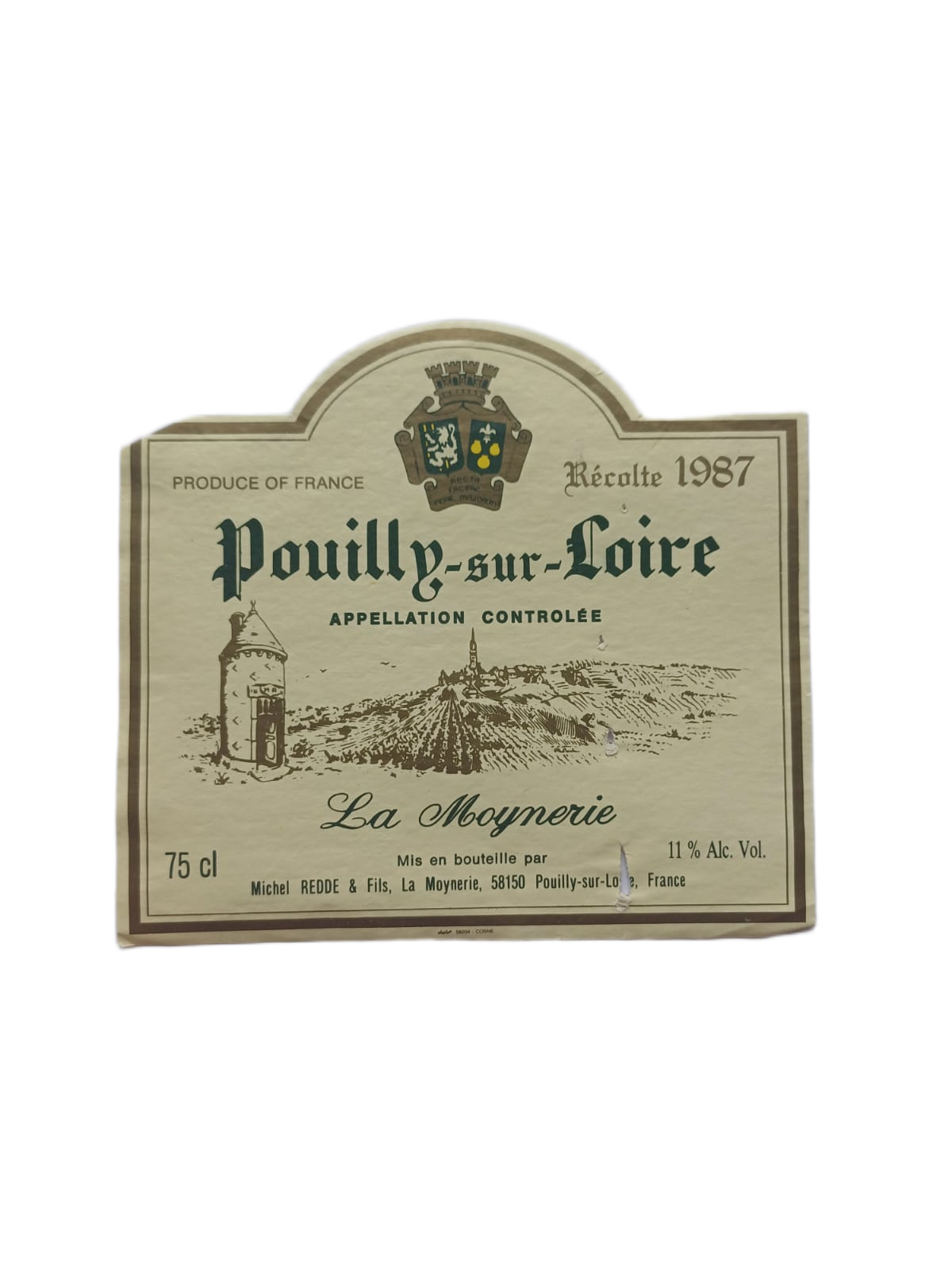 Étiquette vin Pouilly-sur-Loire 1987 – Michel Redde & fils Vinaé