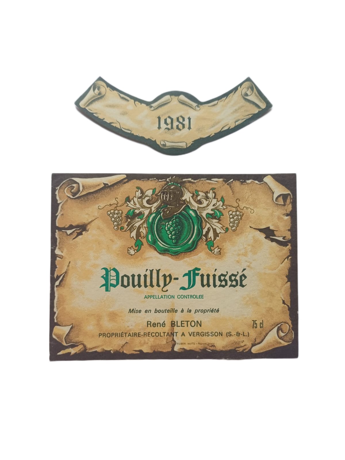 Étiquette vin Pouilly-Fuissé 1981 – René Bleton Vinaé