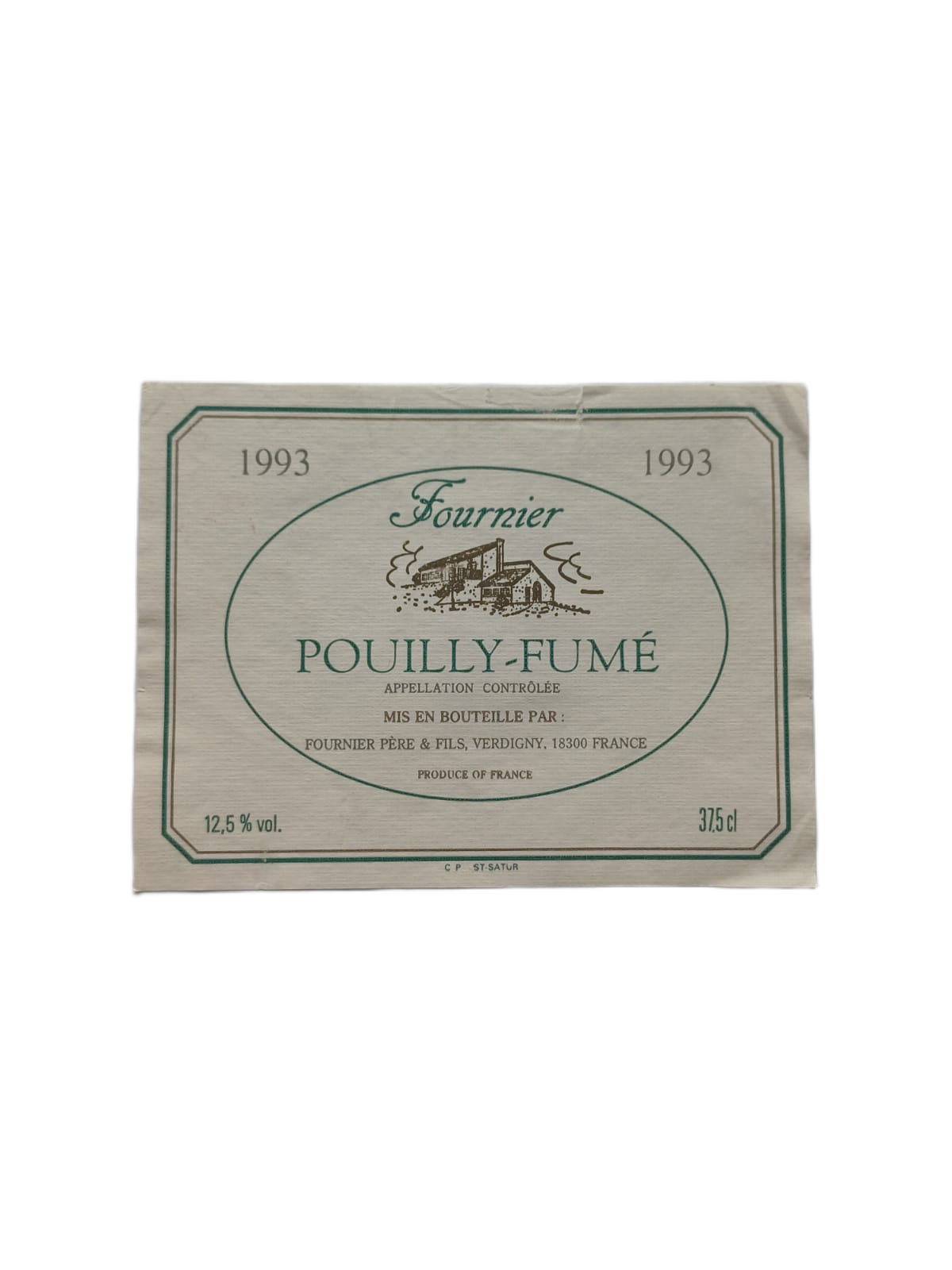 Étiquette vin Pouilly Fumé 1993 – Fournier Père & fils Vinaé