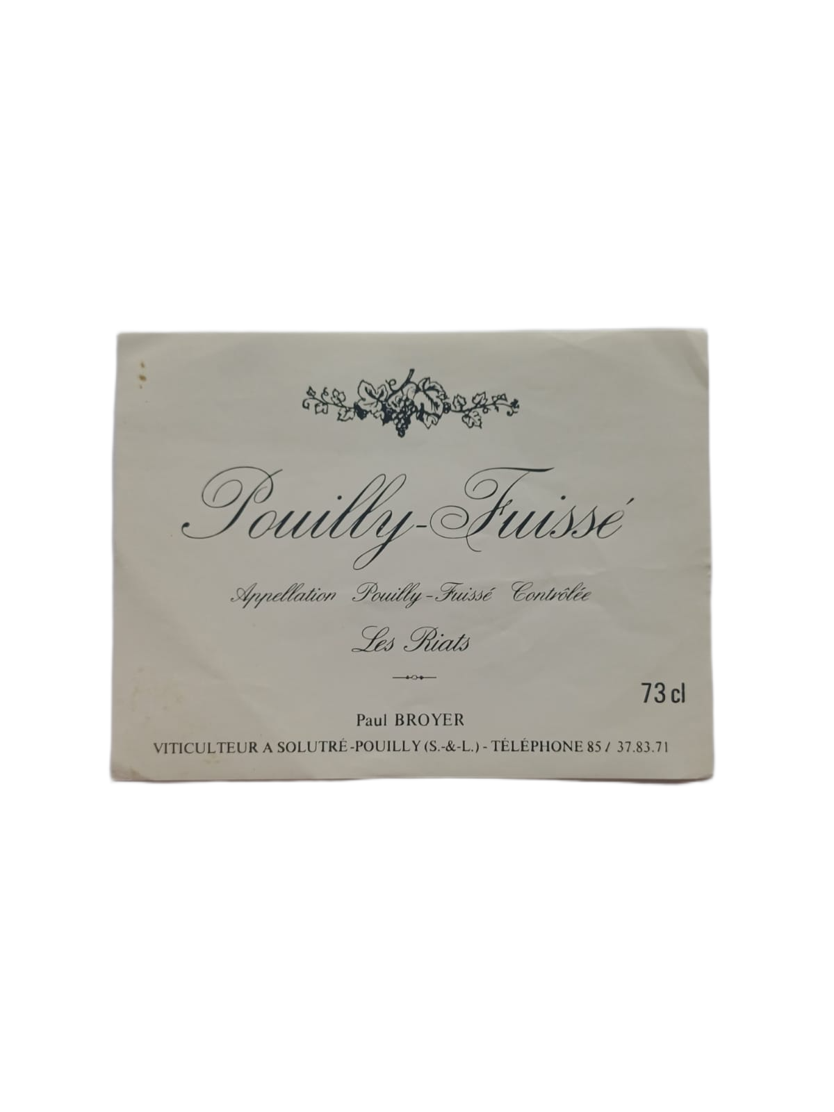 Étiquette vin Pouilly-Fuissé – Paul Broyer Vinaé