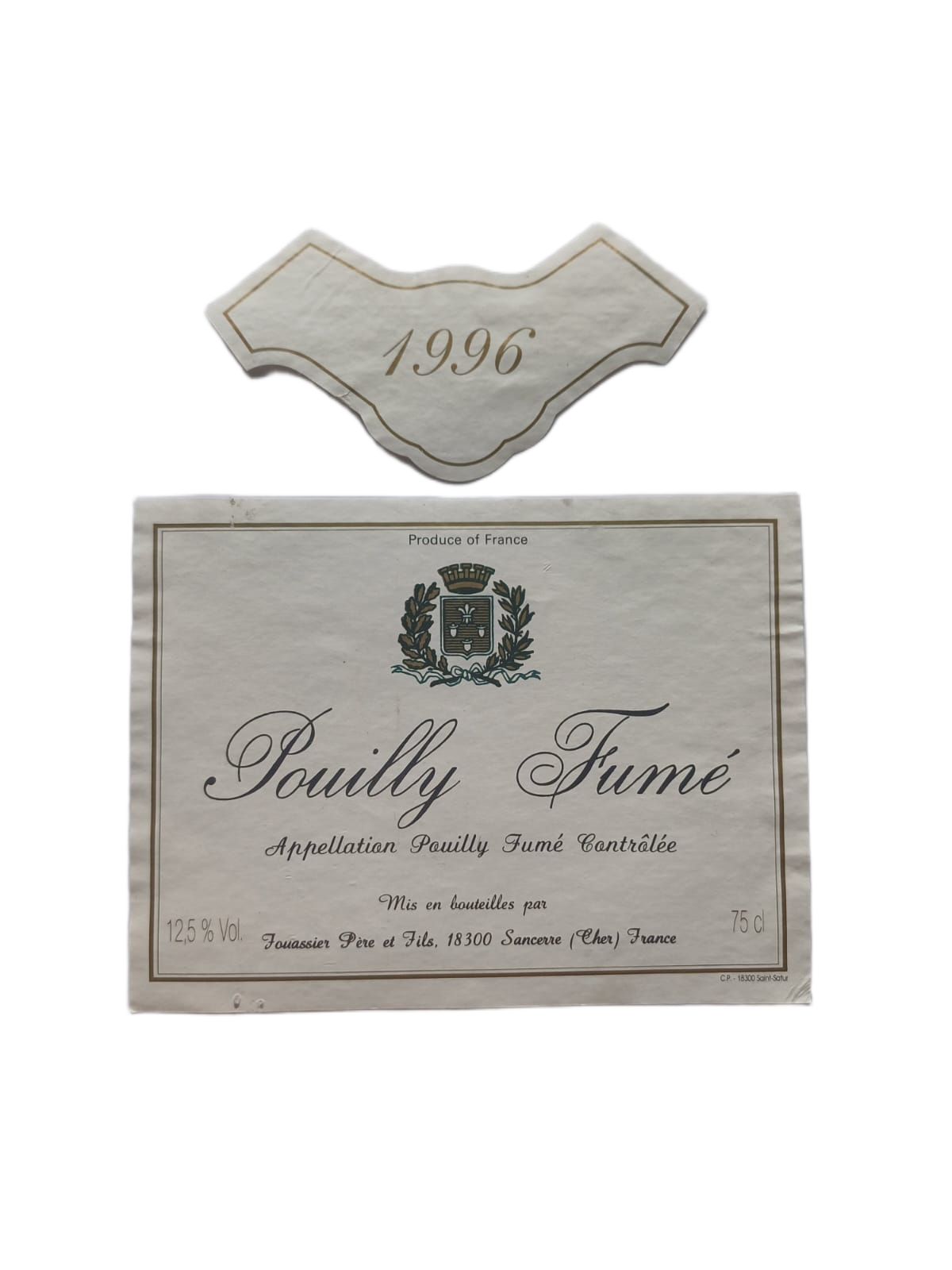 Étiquette vin Pouilly Fumé 1996 – Jouassier Père & fils Vinaé