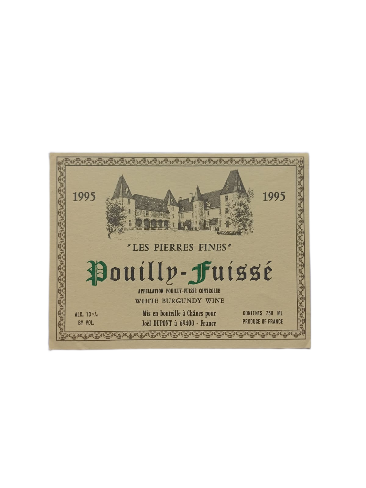Étiquette vin Pouilly-Fuissé 1995 – Joël Dupont Vinaé