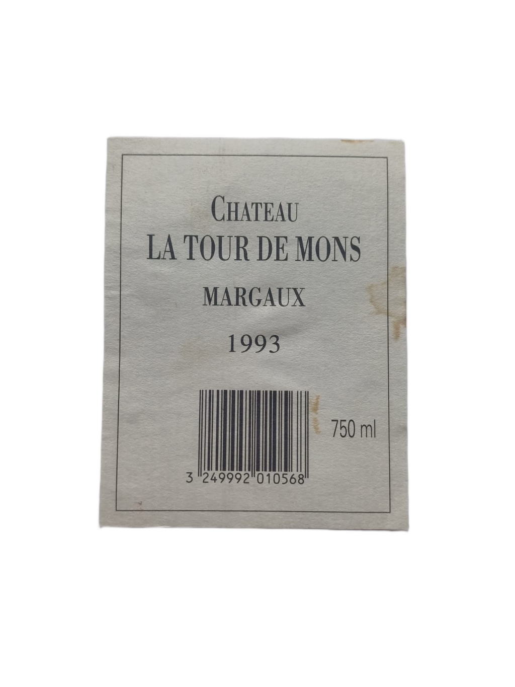Étiquette vin Margaux 1993 –  Château La Tour de Mons Vinaé