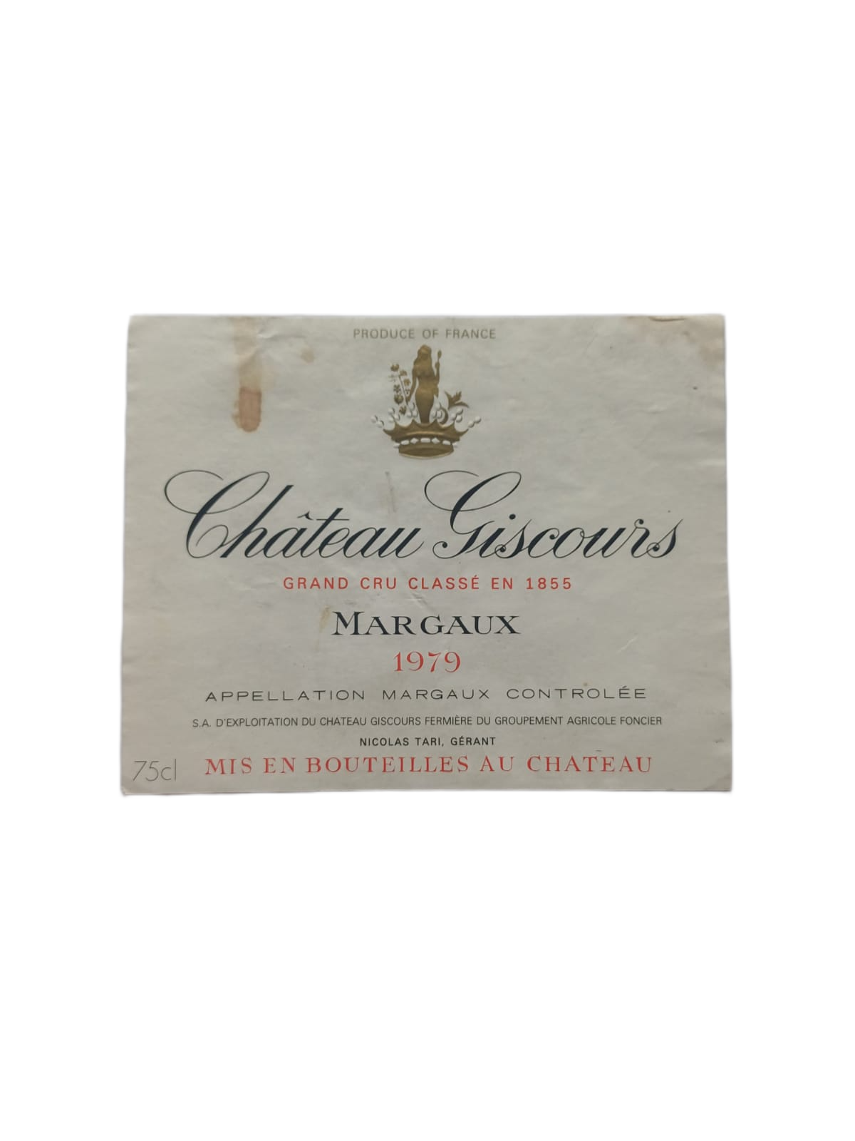 Étiquette vin Margaux 1979 – Château Giscours Vinaé