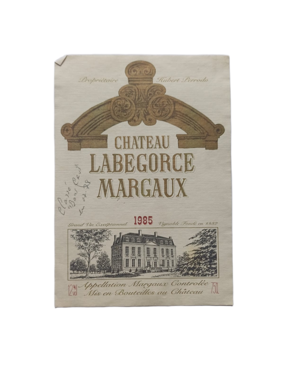 Étiquette vin Margaux 1985 – Château Labegorce Vinaé