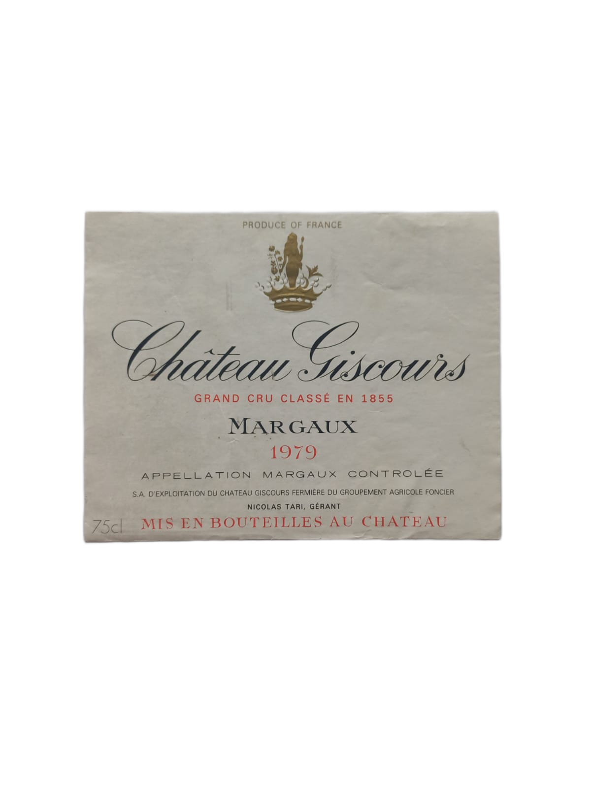 Étiquette vin Margaux 1979 – Château Giscours Vinaé