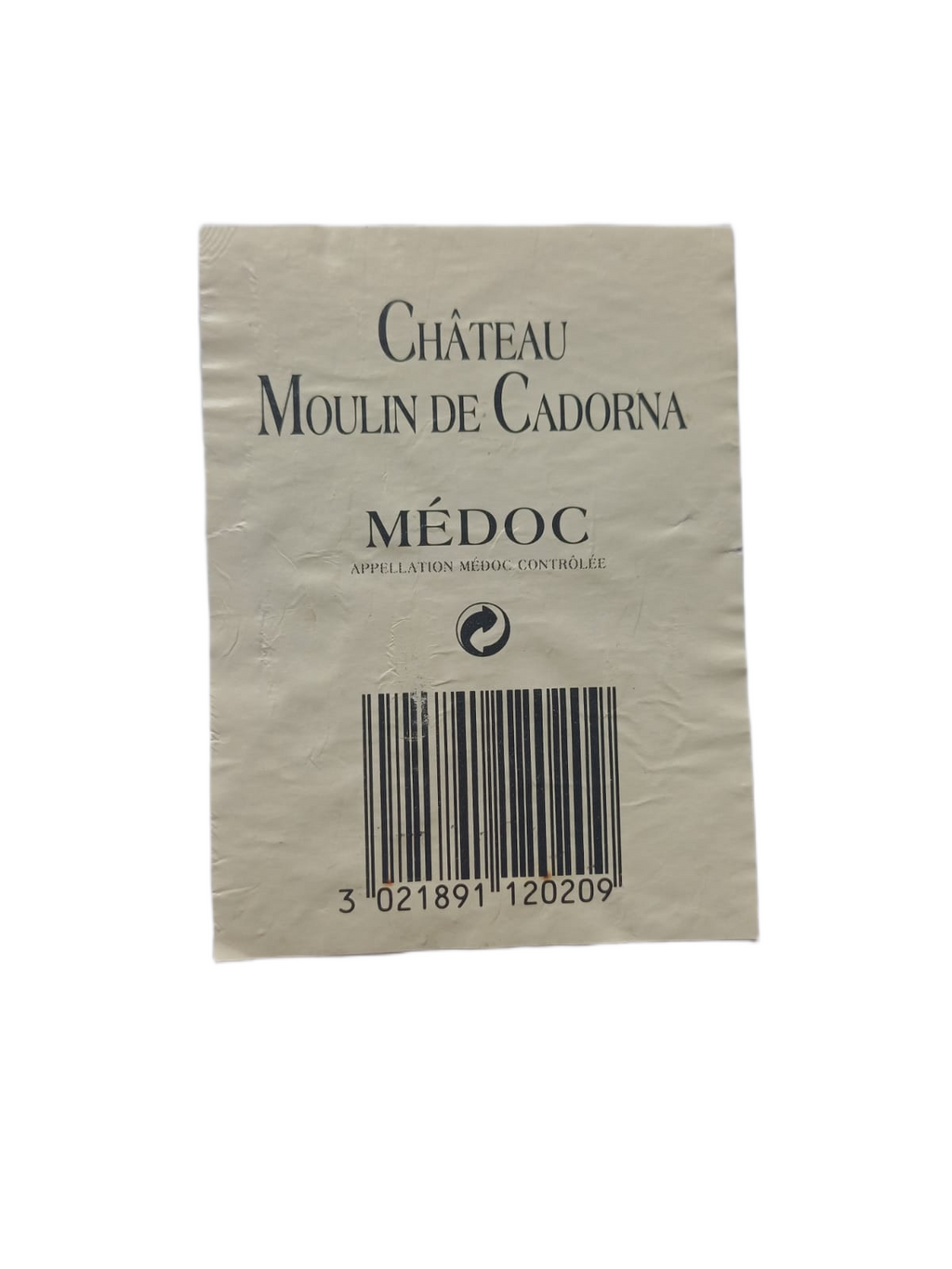 Étiquette vin Médoc 1993 – Château Moulin de Cadorna Vinaé