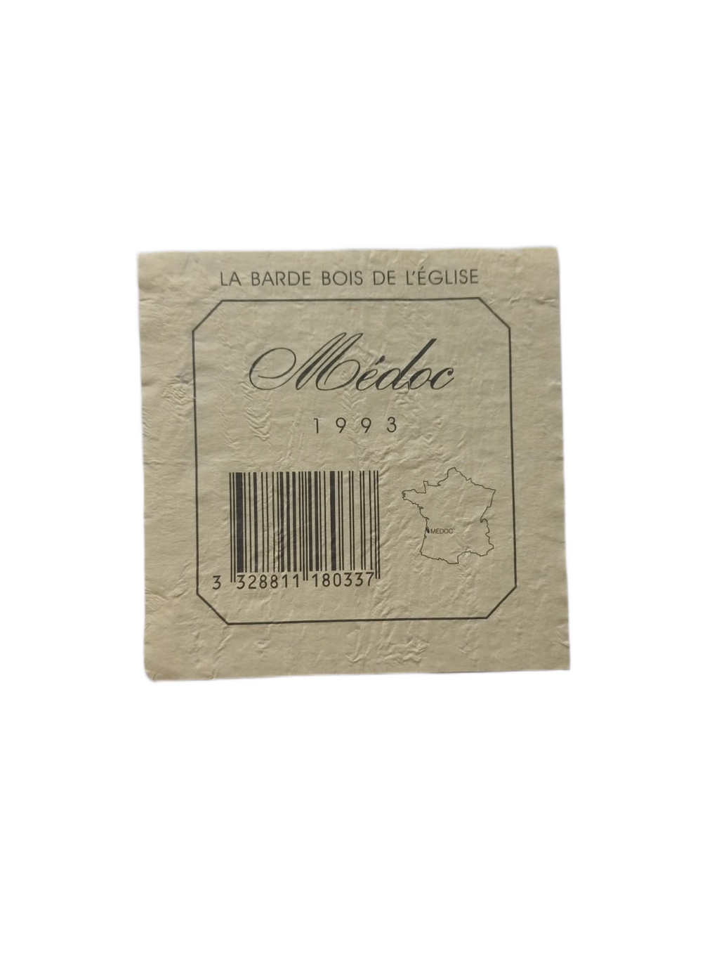 Étiquette vin Médoc 1993 – La Barde bois de l'église Vinaé