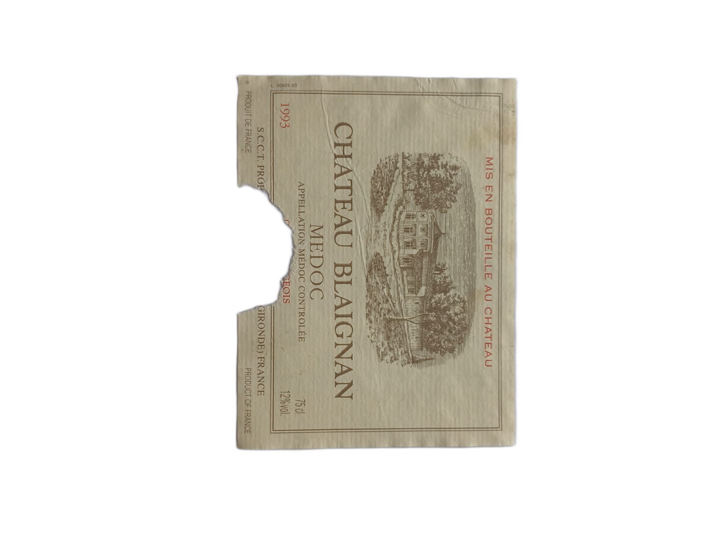 Étiquette vin Médoc 1993 – Château Blaignan Vinaé